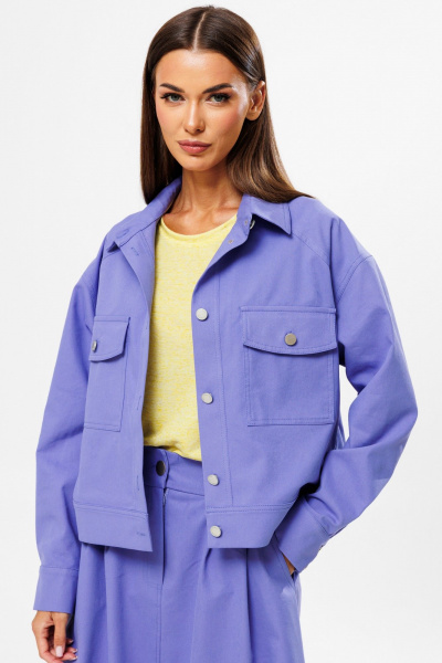 Фиолетовый джинсовый жакет классического кроя для каждый день Kivviwear 4214.03 - фото 7