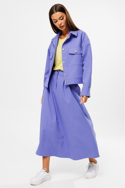 Фиолетовый джинсовый жакет классического кроя для каждый день Kivviwear 4214.03 - фото 4