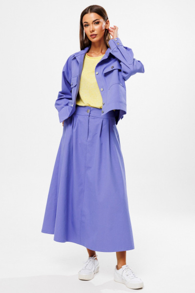 Джинсовый костюм жакет и юбка-трапеция с разрезом Kivviwear 42144215.03 - фото 7