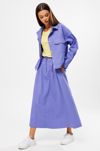 Джинсовый костюм жакет и юбка-трапеция с разрезом Kivviwear 42144215.03 - фото 5