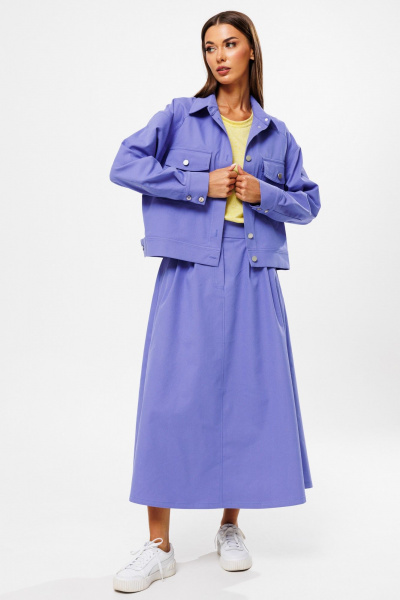 Джинсовый костюм жакет и юбка-трапеция с разрезом Kivviwear 42144215.03 - фото 3