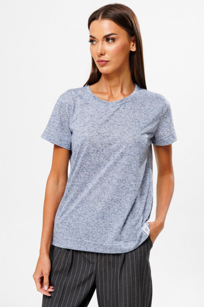 Голубой трикотажный джемпер из мягкого хлопка для повседневности Kivviwear 4216.03 - фото 1