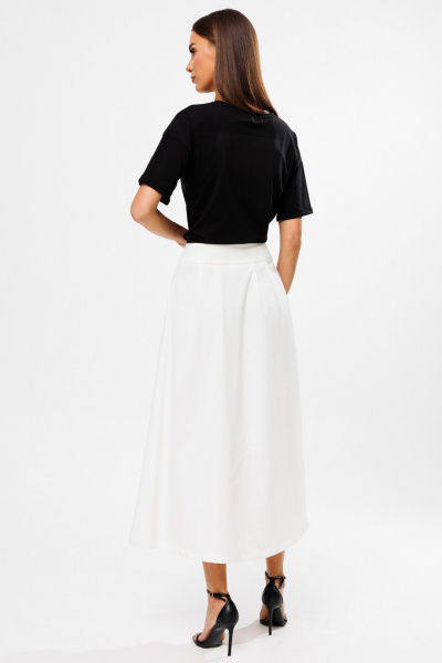 Белая юбка-трапеция из костюмной ткани с разрезом Kivviwear 4218.01 - фото 12