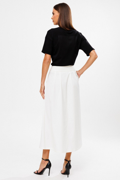 Белая юбка-трапеция из костюмной ткани с разрезом Kivviwear 4218.01 - фото 11