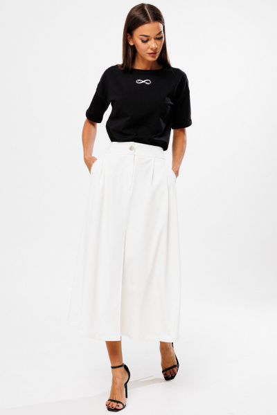 Белая юбка-трапеция из костюмной ткани с разрезом Kivviwear 4218.01 - фото 4