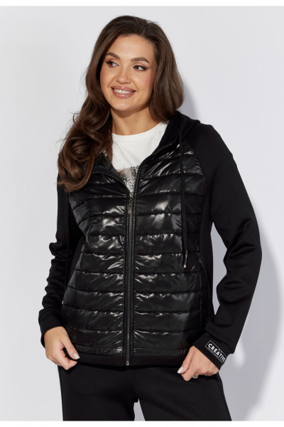 Набор из плащевки и трикотажа: брюки и куртка для ежедневных образов TAiER 1305 черный - фото 6