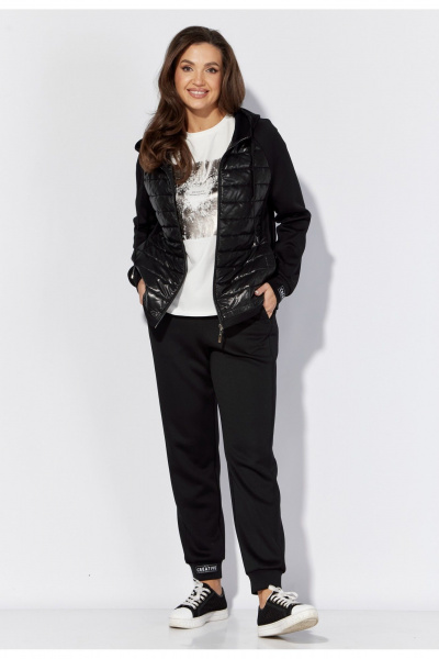 Набор из плащевки и трикотажа: брюки и куртка для ежедневных образов TAiER 1305 черный - фото 4