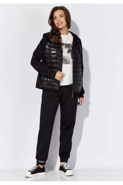 Набор из плащевки и трикотажа: брюки и куртка для ежедневных образов TAiER 1305 черный - фото 3