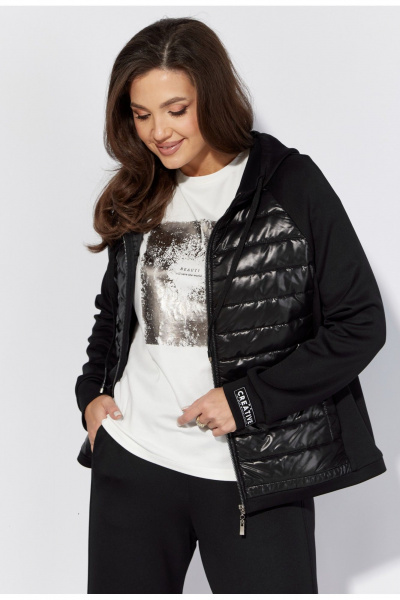 Набор из плащевки и трикотажа: брюки и куртка для ежедневных образов TAiER 1305 черный - фото 2