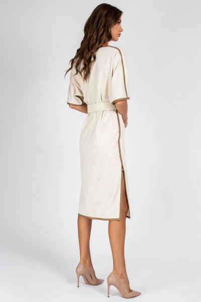 Платье трикотажное с коротким рукавом VIZAVI 800 бежево-белый - фото 9