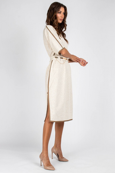 Платье трикотажное с коротким рукавом VIZAVI 800 бежево-белый - фото 8