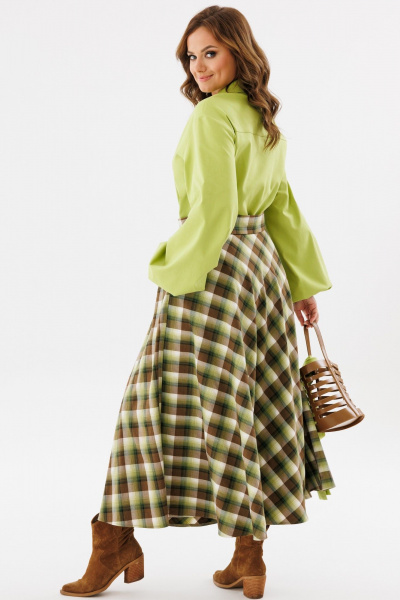 Юбка полусолнце миди в клетку с широким поясом Angelina & Сompany 1131 - фото 5