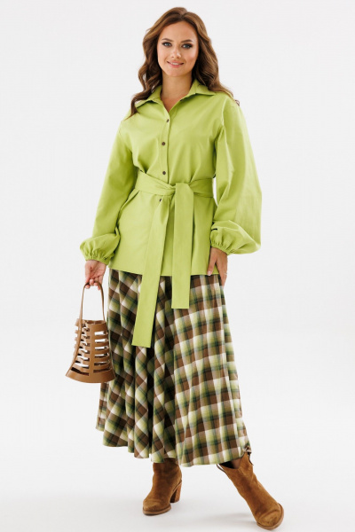 Юбка полусолнце миди в клетку с широким поясом Angelina & Сompany 1131 - фото 4