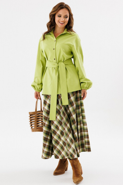 Юбка полусолнце миди в клетку с широким поясом Angelina & Сompany 1131 - фото 2