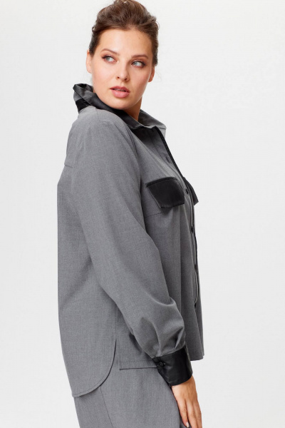 Брюки и рубашка в офисном стиле с карманами из экокожи SOVA 11242 - фото 7