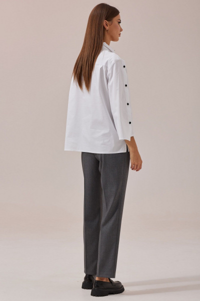 Круглогодичная хлопковая блуза прямого силуэта с асимметричным воротником Lyushe 3869 - фото 6