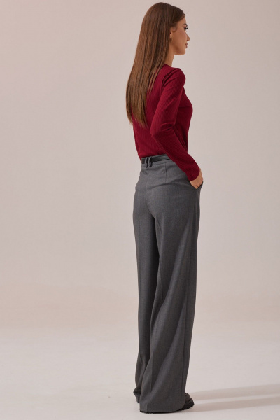 Деловые и повседневные брюки из костюмной ткани с поясом и карманами Lyushe 3876 - фото 8