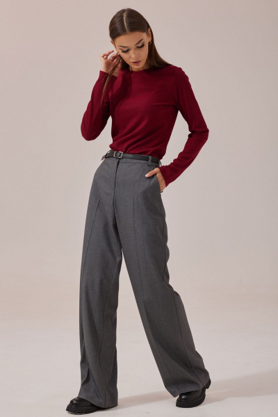 Деловые и повседневные брюки из костюмной ткани с поясом и карманами Lyushe 3876 - фото 3