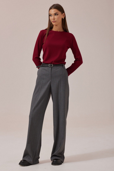 Деловые и повседневные брюки из костюмной ткани с поясом и карманами Lyushe 3876 - фото 1