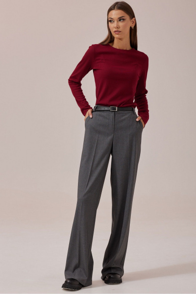 Деловые и повседневные брюки из костюмной ткани с поясом и карманами Lyushe 3876 - фото 2