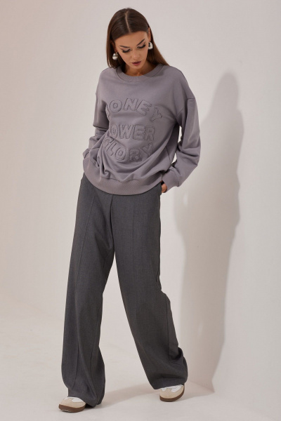 Деловые и повседневные брюки из костюмной ткани с поясом и карманами Lyushe 3876 - фото 6