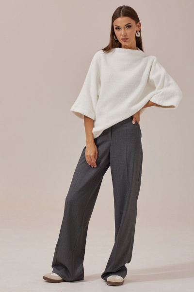 Деловые и повседневные брюки из костюмной ткани с поясом и карманами Lyushe 3876 - фото 4