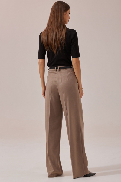 Демисезонные прямые брюки из текстиля с шлевками и поясом Lyushe 3881 - фото 6