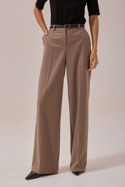 Демисезонные прямые брюки из текстиля с шлевками и поясом Lyushe 3881 - фото 5