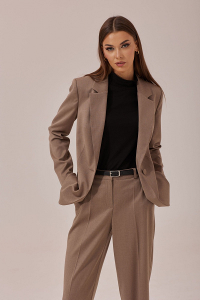 Круглогодичный трикотажный джемпер с укороченным рукавом и стойкой горловиной Lyushe 3887 - фото 6