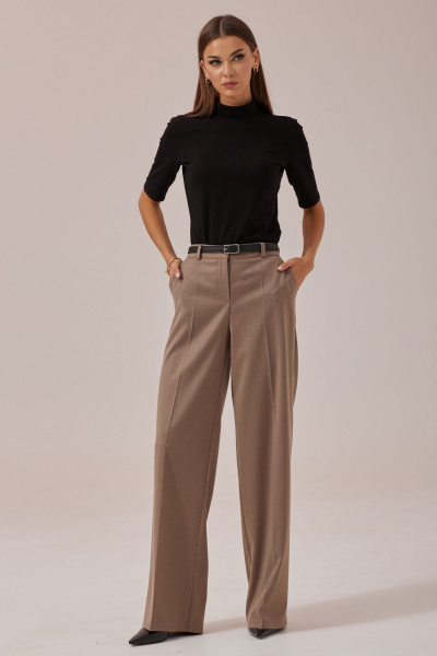 Круглогодичный трикотажный джемпер с укороченным рукавом и стойкой горловиной Lyushe 3887 - фото 2