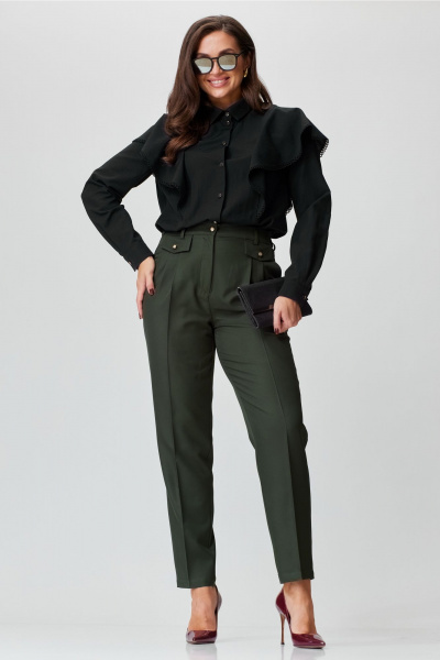 Двухпредметный комплект блузы и брюк в принтованной ткани Andina city 5022-24 черный - фото 4