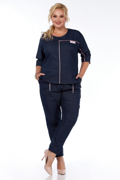 Демисезонный костюм из трикотажа: джемпер и брюки Belinga 2307 синий - фото 2