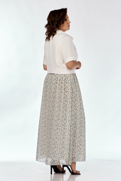 Комплект платье и укороченный жакет из льна и текстиля Liona Style 908 молочный-лазурь - фото 4