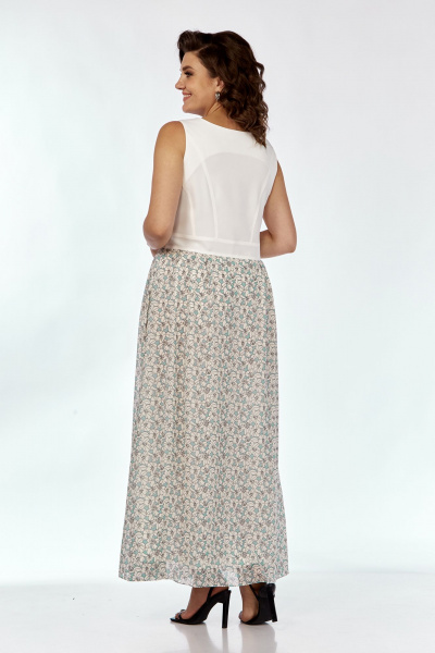 Комплект платье и укороченный жакет из льна и текстиля Liona Style 908 молочный-лазурь - фото 2