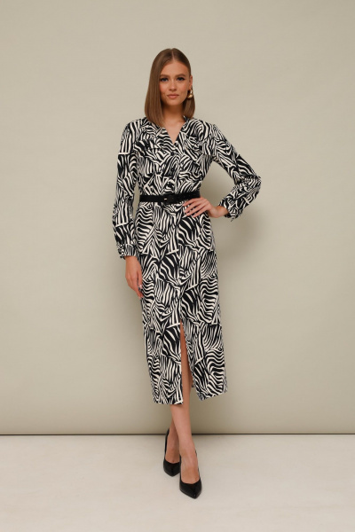 Платье с анималистичным принтом и разрезом в среднем шве PUR PUR 11-274/3 - фото 1