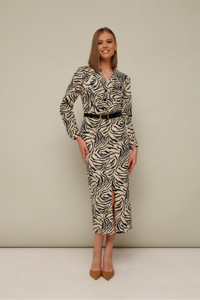 Джинсовое платье с фигурным вырезом и разрезом, без подкладки PUR PUR 11-274/4 - фото 1