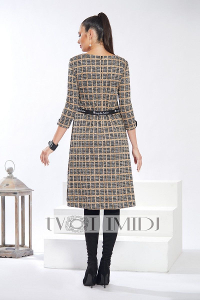 Платье Твой имидж 1296 серый+горчица - фото 3