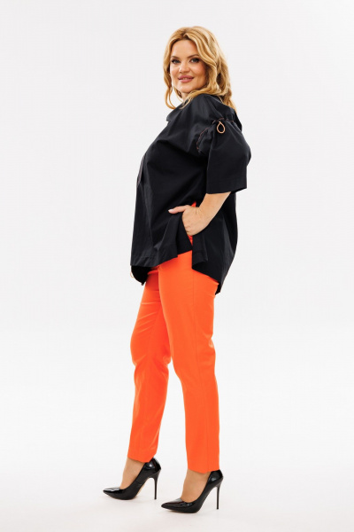 Бохо комплект блуза и брюки из хлопковой ткани Michel chic 1385 черный_оранжевый - фото 5