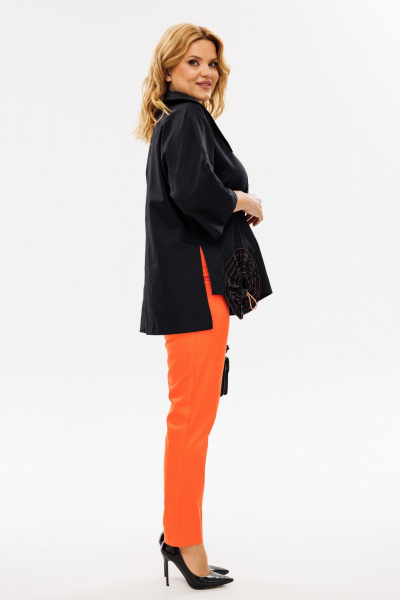 Бохо комплект блуза и брюки из хлопковой ткани Michel chic 1385 черный_оранжевый - фото 4