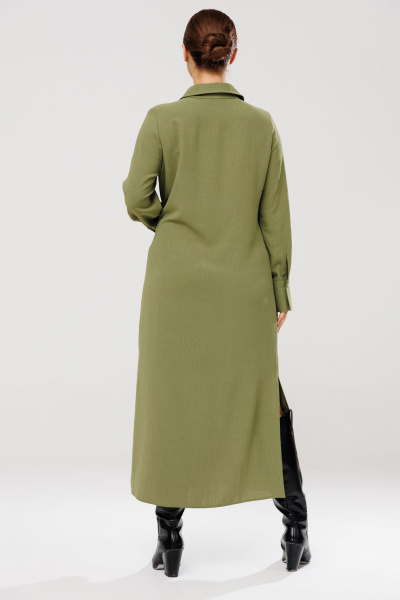 Платье рубашка с ассиметричным кроем и поясом для повседневных образов Anastasia 1135 олива - фото 9