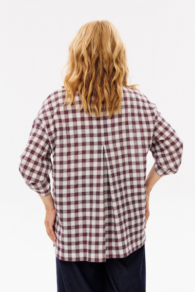 Демисезонная блуза со складкой и декором из клетчатой ткани Michel chic 751/1 сирень_молоко - фото 5