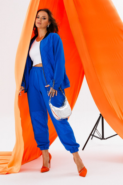 Комплект спортшик из стежки и трикотажа с высоким комфортом Anastasia 1137 индиго - фото 10