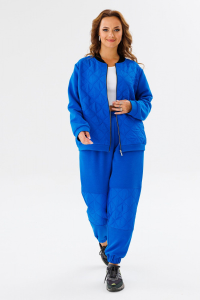 Комплект спортшик из стежки и трикотажа с высоким комфортом Anastasia 1137 индиго - фото 1