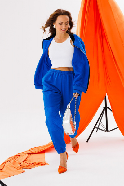 Комплект спортшик из стежки и трикотажа с высоким комфортом Anastasia 1137 индиго - фото 4