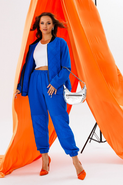 Комплект спортшик из стежки и трикотажа с высоким комфортом Anastasia 1137 индиго - фото 3