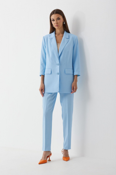 Деловой 3-предметный комплект из текстиля: жакет, топ и брюки N.O.W. 1454 - фото 7
