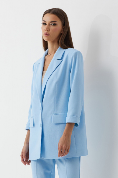 Деловой 3-предметный комплект из текстиля: жакет, топ и брюки N.O.W. 1454 - фото 3