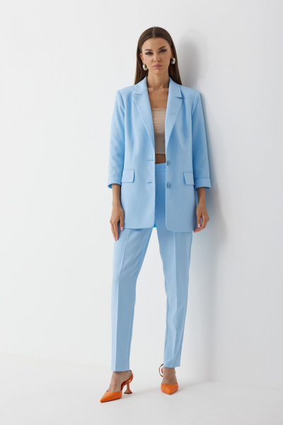 Деловой 3-предметный комплект из текстиля: жакет, топ и брюки N.O.W. 1454 - фото 1