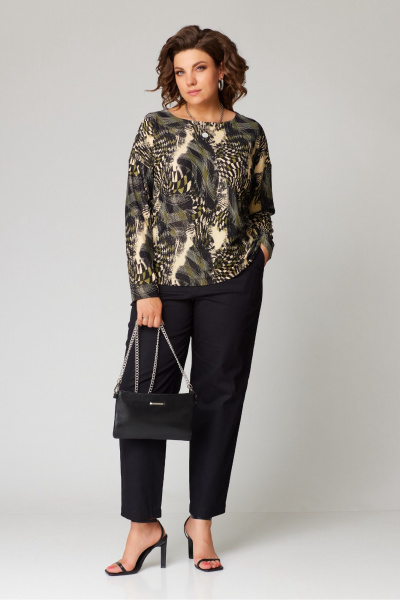 Демисезонный трикотажный джемпер с пайетками и мультимодельным стилем Bliss 8169 хаки - фото 4