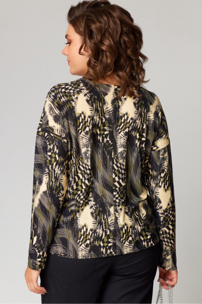 Демисезонный трикотажный джемпер с пайетками и мультимодельным стилем Bliss 8169 хаки - фото 3